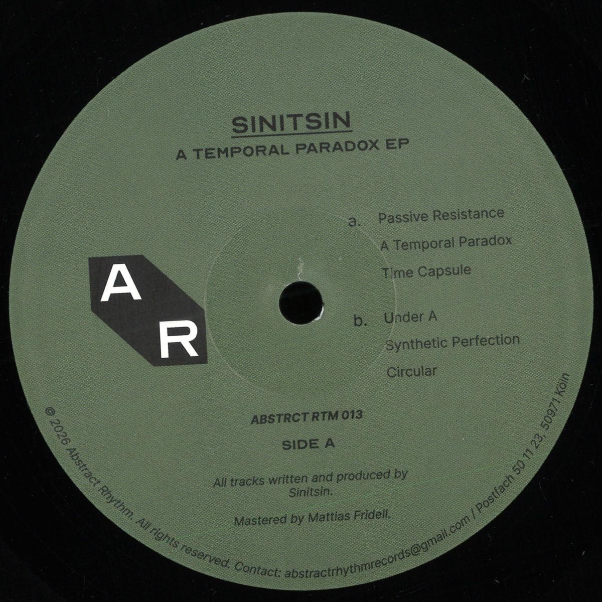 Sinitsin — TEMPORAL PARADOX EP vinyl cover