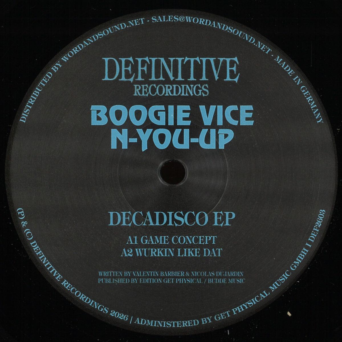 Boogie Vice, N-You-Up — Decadisco EP vinyl cover