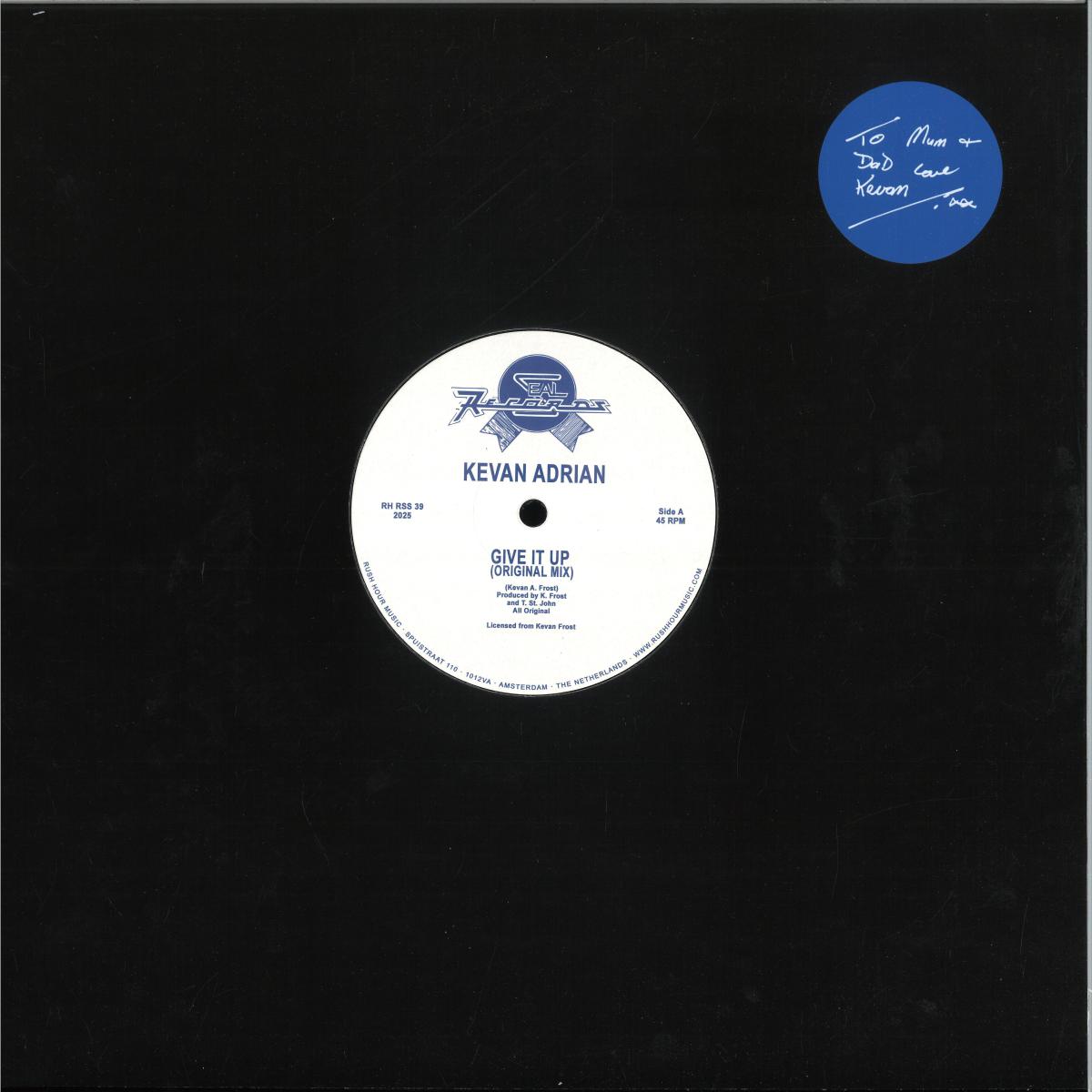 Kevan Adrian — GIVE IT UP vinyl cover