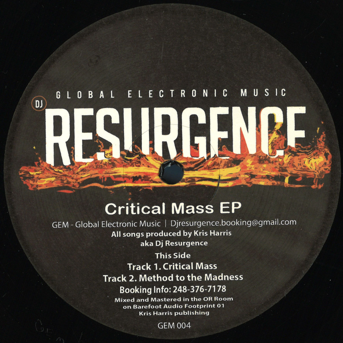 Dj Resurgence — Critical Mass EP vinyl cover