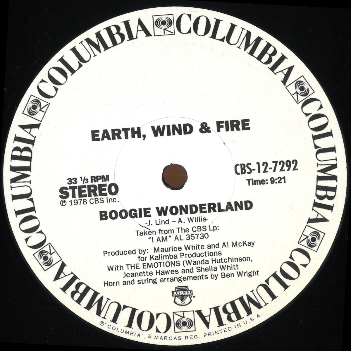 Earth Wind, Fire — Boogie Wonderland / September vinyl cover
